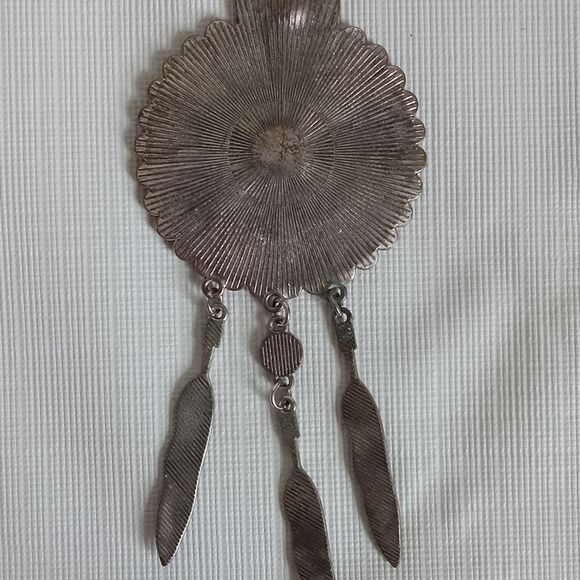 Etcetera ect! Silver Tone Dreamcatcher Feather Charms Pendant Statement Necklace - Picture 7 of 12